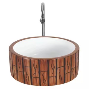 Lavabo de mesa redondo lavabo de baño de cerámica de arte blanco grueso lavabo de mano de hotel lavabo de mesa para uso en comedor - Product Image 3