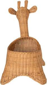 Handwoven Rattan Giraffe <b>Storage</b> Basket | Wicker Animal Planter Toy Organizer for <b>Kids</b> Room and Nursery Decor - Product Image 3
