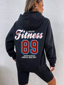 ชุดวอร์มผ้าฟลีซสำหรับผู้หญิงกางเกงขาบานคุณภาพสูงพร้อมฮู้ดชุดโลโก้ตามสั่ง - Product Image 4