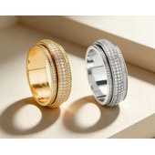 Bague rotative œil porte-bonheur en acier inoxydable plaqué or 18 carats, style Hip-Hop, bijou tendance - Product Image 2