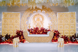 Marcos de Fondo de Madera Estilo Mughal para Escenario de Boda, Tema de Palacio Indio Rajasthani, Venta de Fábrica de Marcos de Fondo de Madera, EE. UU. - Product Image 6