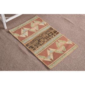 1.5x2.5 ft Turkish Small Rug, <b>Brown</b> Green Vintage Moroccan <b>Wool</b> Rug - Product Image 3