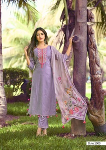 Hilo de impresión de rayón y trabajo hecho a mano con Organza Dupatta para venta en línea - Product Image 3