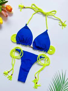 Ew Sexy grande taille maillots de bain femmes une pièce maillot de bain femme maille Patchwork maillot de bain maillots de bain licou Push Up Monokini - Product Image 2