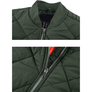 OEM-chaquetas Bomber acolchadas para hombre, chaquetas de algodón grueso con relleno de diamante y cuello redondo, con cremallera, al por mayor, personalizadas - Product Image 5