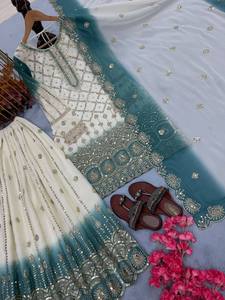 Vestido Étnico Moderno de Diseñador en Tela Georgette Sintética, Traje Sharara para Bodas Indias y Pakistaníes, Ajustado, Reversible, para Fiestas - Product Image 3
