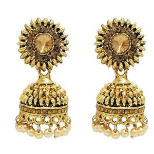 Kriaa หินไข่มุกชุบทองโบราณ jhumki ต่างหู1311302เครื่องประดับสไตล์วินเทจ - Product Image 1