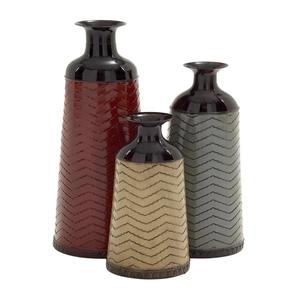 Ensemble de 3 vases en céramique colorés, adaptés à la décoration de maison de luxe, salon et entrée, style indien - Product Image 1