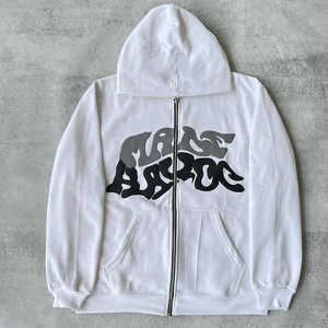 Sudadera con capucha personalizada de alta calidad para hombre, estampado de soplo con cremallera, ropa OEM de buena calidad para invierno, diseño tejido anticontracción - Product Image 5