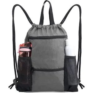 Trekkoord Rugzak Tas String Cinch Sack Rugzak Mesh Fles Houders Zakken Grote Gym Sport Strand Sack Pack