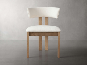 Modern <b>Dining</b> <b>Chair</b> with <b>White</b> Boucle Upholstery - Product Image 2