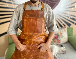 Tablier sans manches imperméable en cuir véritable de haute qualité pour les chefs et les travailleurs de l'alimentation commerciale - Product Image 2