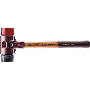 Marteau à tête souple SIMPLEX pour bois moyen-dur/dur/caoutchouc, longueur 330 mm, diamètre de la tête 40 mm, noir/rouge, plastique-HALDER - Product Image 3