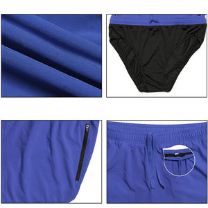 Short de course pour homme adulte Couleur bleue Élastique Déchets Sports Plage Short de course d'entraînement physique pour homme avec taille personnalisée - Product Image 6