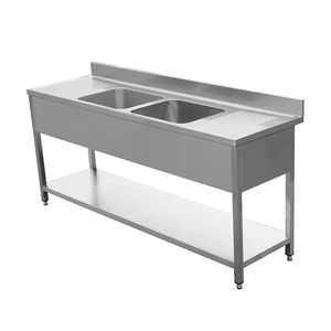 อ่างล้างจานสแตนเลสคุณภาพสูง 201/304 พร้อมที่คว่ำจานทั้งสองด้าน อ่างล้างจานคู่ สำหรับโรงแรม <span class=keywords><strong>ร้าน</strong></span><span class=keywords><strong>อาหาร</strong></span> และสถานที่อื่นๆ - Product Image 1