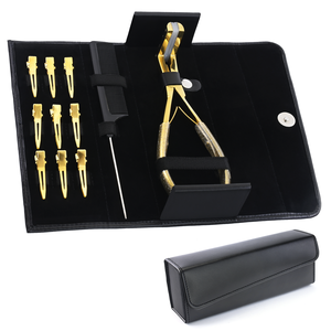 Kit de herramientas de extensión de cabello para coser profesional, con cinta adhesiva Juego de alicates, peine de peinado con mango de goma antideslizante y 9 Uds. De clips de salón para el cabello - Product Image 1