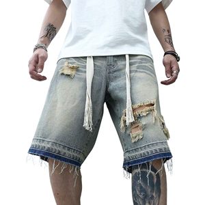 Short en jean coupe ajustée d'été pour hommes à la mode Style décontracté confortable avec tissu doux motif solide Service OEM disponible - Product Image 1