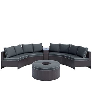 Ngoài trời nửa vòng Patio mây sofa <span class=keywords><strong>Set</strong></span> PE wicker cuộc trò chuyện đồ nội thất thiết lập - Product Image 1