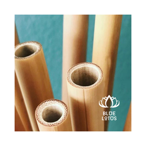 หลอดไม้ไผ่ที่เป็นมิตรกับสิ่งแวดล้อมน้ำหนักเบาเรียบและย่อยสลายทางชีวภาพสำหรับทุกความต้องการเครื่องดื่มบัวเวียดนามสีฟ้า - Product Image 1