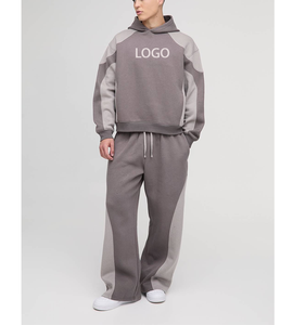 Conjunto Deportivo de 2 Piezas de Forro Polar Técnico de Marca Privada OEM, Ropa Deportiva para Hombre, Diseño de Parches Multicolores, Poliéster Puro - Product Image 1