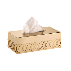 Boîte de rangement pour serviettes en papier, finition plaquée or, design martelé, de forme rectangulaire, pour hôtel et restaurant - Product Image 4