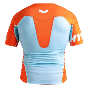 Professional Polyester/Nylon Breathable Anti-UV UPF50+ Rash Guard for Men with Short Sleeves and Custom Logo Options - Product Image 2