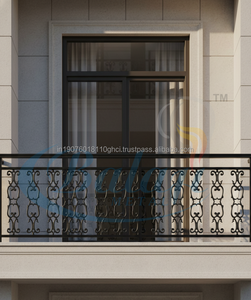 Rampe de balcon de jardin moderne en fonte royale, sans cadre, finition super sablée, gris très poli, résistante à la rouille et aux UV - Product Image 2