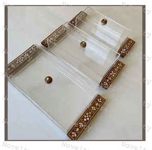 Gran oferta de fábrica, regalo de Ramadán Eid, bandeja redonda de madera de Acacia con incrustaciones de resina para servir Chocolate, bandeja para servir postres con incrustaciones de hueso - Product Image 4