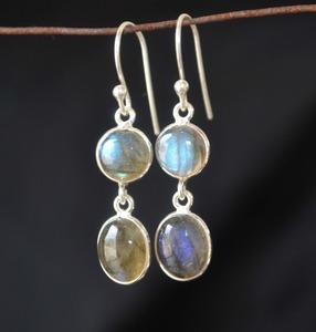 Pendientes de Labradorita con Baño de Oro y Plata de Ley para Mujer y Niña, Regalo de Aniversario - Product Image 2