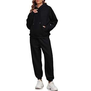 Conjunto de Ropa Deportiva de Invierno para Hombre de 2 Piezas, Estilo Casual, Talla Grande, Transpirable, 100% Algodón, Pantalones de Felpa y Sudadera - Product Image 1