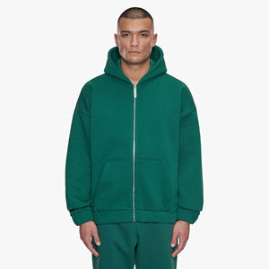 Sudadera con capucha de gran tamaño y cremallera para hombre personalizada Vintage 450 GSM algodón manga larga diseño de bloque de color bordado básico mezcla de algodón - Product Image 1