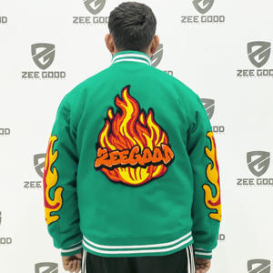 Chaqueta de invierno deportiva de equipo Letterman de alta calidad para hombres de talla grande Lona de estilo callejero con cuello levantado - Product Image 2