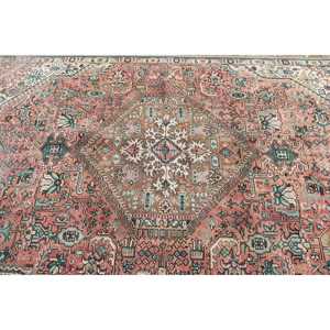 Alfombra Vintage de 6.4x9.4 pies, Alfombra Turca Grande, Alfombra con Rayas Rojas - Product Image 5