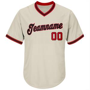Personnalisé Personnalisé Rouge-Noir Authentique Throwback Rib-Knit Baseball Jersey Shirt - Product Image 2
