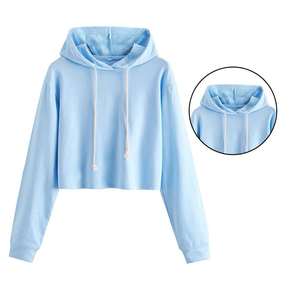 Sudaderas con capucha de las señoras al por mayor logotipo personalizado impresión bordado algodón mujeres Crop Top Sudadera con capucha Trending parte delantera trasera señoras bordadas - Product Image 1