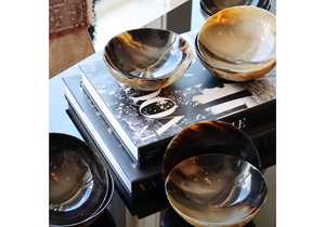 Cuenco de cuerno de búfalo natural hecho a mano Vintage tallado uso diario elegante cuenco para aperitivos brillante con cuencos de fruta seca y cuerno - Product Image 3