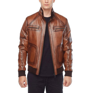 2025 veste en cuir véritable de haute qualité pour hommes Logo personnalisé imprimé OEM mode vêtements d'hiver avec veste en cuir du Pakistan - Product Image 1