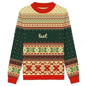 Pull de Noël personnalisé entièrement tricoté Pull de Noël pour femmes en tricot à motif jacquard et col rond - Product Image 3