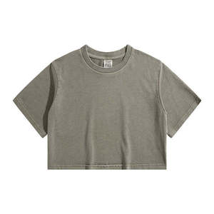High Quality Quick Dry Wholesale Sports Custom Logo Short Sleeves Low Price Acid Washed Women <b>Crop</b> <b>Tops</b> - Product Image 6