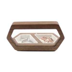 Elegante caja de almacenamiento cuadrada Vintage Interior de terciopelo organizador de joyas de madera de gran capacidad para pendientes de boda anillos HF ARTESANÍA - Product Image 5