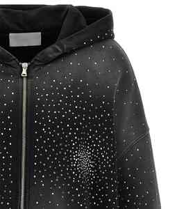 Sudaderas con capucha de cremallera de invierno con lavado ácido personalizado Unisex para lágrimas con diamantes de imitación poliéster/algodón ajuste Regular nueva llegada - Product Image 3