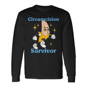Camiseta de manga larga con cuello redondo para adultos, con diseño de humor de superviviente de circuncisión, unisex, con serigrafía, ropa promocional - Product Image 1