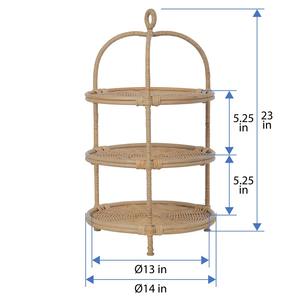Élégant support à gâteau en rotin à trois étages pour les célébrations d'anniversaire, les événements sur la plage, les collations de cuisine et la présentation de table en provenance d'Inde - Product Image 4