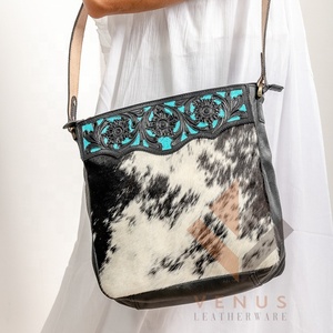 100% en cuir véritable usiné à la main noir sud Western sac sac à main fabriqué à la main pour les femmes grand cuir véritable sac à bandoulière tendance - Product Image 1