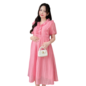 Vestido preppy de maternidad de verano de alta calidad hasta la rodilla tela suave y cómoda anticontracción con buena absorción-Vietnam V814 - Product Image 1