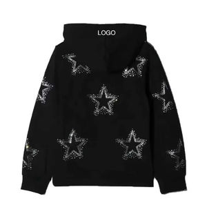 Streetwear personnalisé strass sweat à capuche surdimensionné fabricant haute qualité sérigraphie pull hommes sweats à capuche bases coton mélangé - Product Image 5