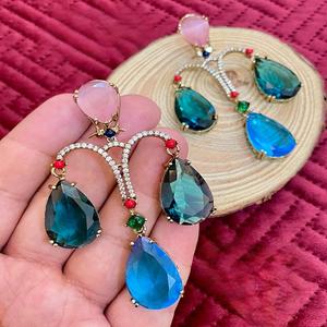 Superbe qualité or polonais Zircon boucles d'oreilles moderne porter fête mariage fonction porter Collection pour les femmes et les filles - Product Image 1