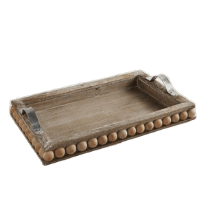 Juego de 3 asas de metal Bandeja de servicio de madera de forma ovalada Bandeja de utensilios de cocina decorativa para bodas y fiestas Precio a granel de alta calidad - Product Image 5