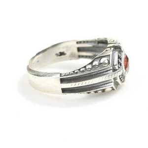925 Sterling Silver Men's <b>Ring</b> with Square Garnet Agate Stone Rhodium Plated <b>Dainty</b> Style for Everyday Wear - Product Image 4