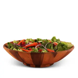 Tazón de madera a rayas hecho a mano, plato de servir de madera segmentada, decoración de cocina decorativa, vajilla artesanal para un estilo moderno - Product Image 3